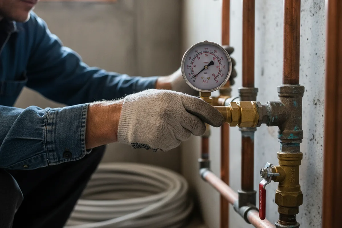 Pressure testing a repaired line during Water Line Repair in Mexican Hat